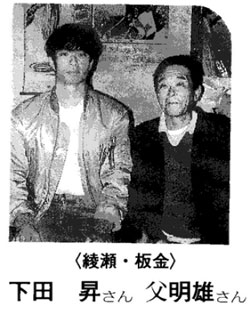 若かりし頃の下田昇さん（左）父の明雄さん（右）